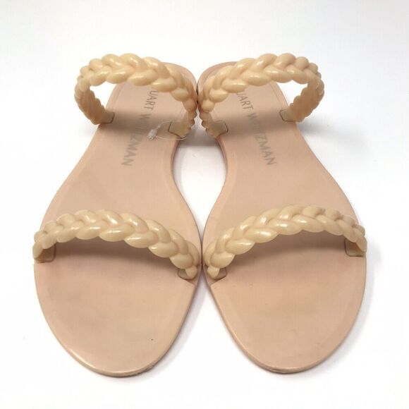 Stuart Weitzman Womens Sandals Size 7 Braida Sawyer Jelly Nude Rubber Slides - Picture 2 of 6
